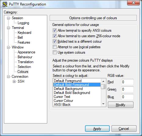 Bold Foreground color settings