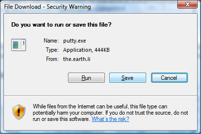 Save the putty file on your PC