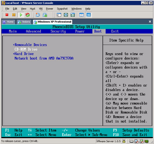 VM BIOS Boot Sequence