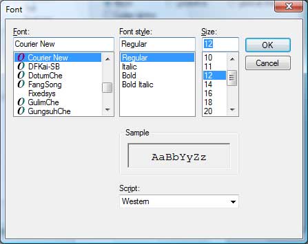 Font settings