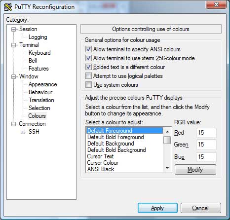 Reconfiguring PuTTy Sessions to Preserve Backspace Key